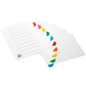 Initiative Whiteboard A4 160gsm Divider 10 Pt Col Mylar Tab