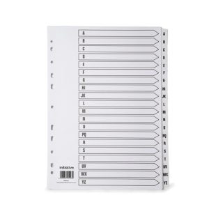 Initiative White Board A4 160gsm Divider A-Z Mylar Tab