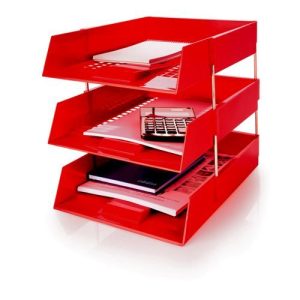 Initiative Plastic Letter Tray Red 255w x 347d x 55h mm