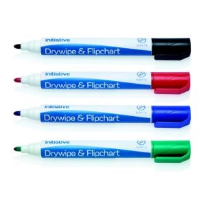 Initiative Drywipe & Flipchart Marker Assorted Wallet of 4