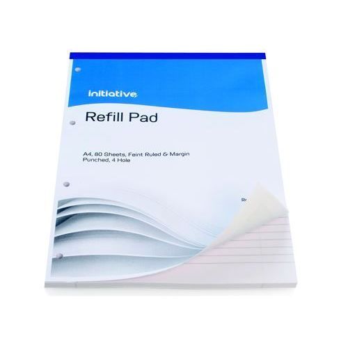 Initiative Refill Pad A4 70gsm Feint Ruled/Mgn Pchd 160 page